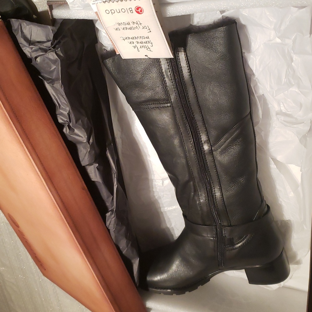 Blondo NEW Fabrizia Waterproof Tall Riding Boots Genuine Shearling Lamb Leather - Picture 9 of 17